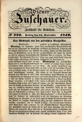 Wiener Zuschauer Freitag 28. September 1849