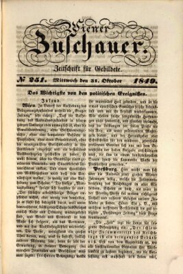 Wiener Zuschauer Mittwoch 31. Oktober 1849