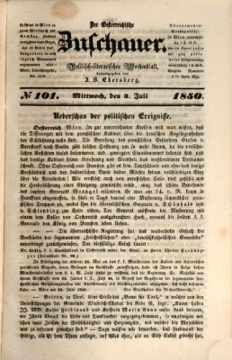 Österreichischer Zuschauer (Wiener Zuschauer) Mittwoch 3. Juli 1850