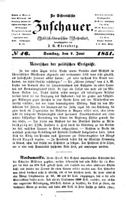 Österreichischer Zuschauer (Wiener Zuschauer) Samstag 7. Juni 1851