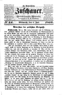 Österreichischer Zuschauer (Wiener Zuschauer) Mittwoch 7. Juli 1852