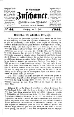 Österreichischer Zuschauer (Wiener Zuschauer) Samstag 2. Juli 1853