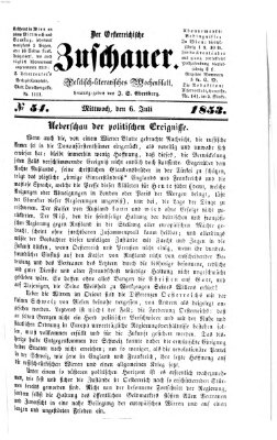 Österreichischer Zuschauer (Wiener Zuschauer) Mittwoch 6. Juli 1853