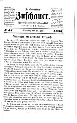Österreichischer Zuschauer (Wiener Zuschauer) Mittwoch 20. Juli 1853