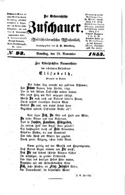 Österreichischer Zuschauer (Wiener Zuschauer) Samstag 19. November 1853