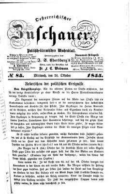 Österreichischer Zuschauer (Wiener Zuschauer) Mittwoch 24. Oktober 1855