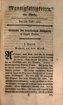 Mannigfaltigkeiten (Neueste Mannigfaltigkeiten) Samstag 7. Oktober 1769