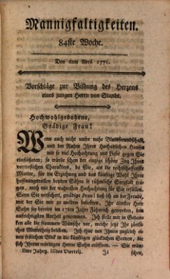 Mannigfaltigkeiten (Neueste Mannigfaltigkeiten) Samstag 6. April 1771