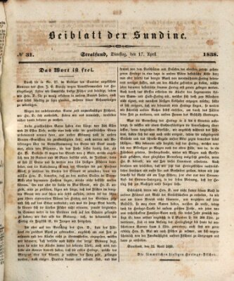 Sundine Dienstag 17. April 1838