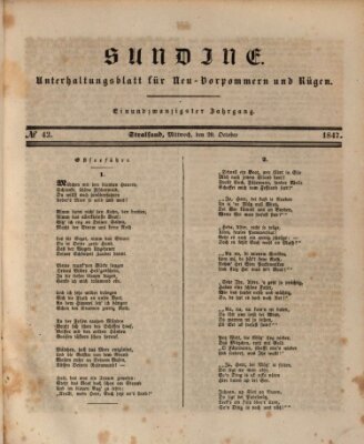 Sundine Mittwoch 20. Oktober 1847