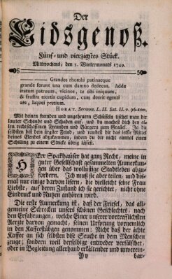 Der Eidsgenoß Mittwoch 5. November 1749
