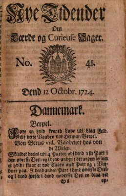 Nye tidender om laerde og curieuse sager Donnerstag 12. Oktober 1724