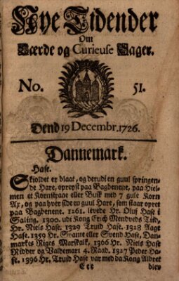 Nye tidender om laerde og curieuse sager Donnerstag 19. Dezember 1726