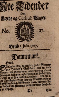 Nye tidender om laerde og curieuse sager Donnerstag 3. Juli 1727
