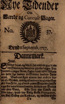 Nye tidender om laerde og curieuse sager Donnerstag 11. September 1727