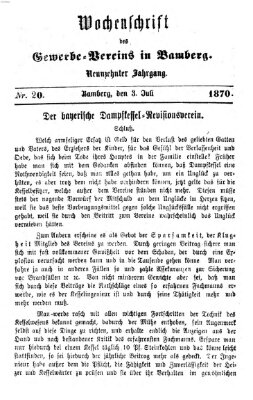 Wochenschrift des Gewerbe-Vereins der Stadt Bamberg Sonntag 3. Juli 1870