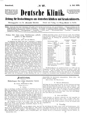 Deutsche Klinik Samstag 2. Juli 1870