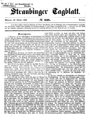 Straubinger Tagblatt Mittwoch 22. Oktober 1862