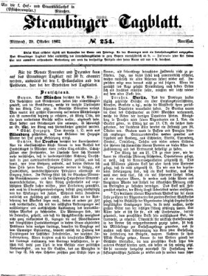 Straubinger Tagblatt Mittwoch 29. Oktober 1862