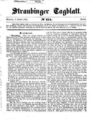 Straubinger Tagblatt Mittwoch 7. Oktober 1863