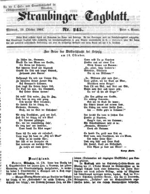 Straubinger Tagblatt Mittwoch 19. Oktober 1864