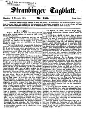 Straubinger Tagblatt Samstag 3. Dezember 1864