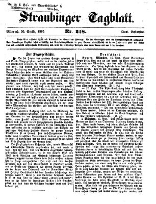 Straubinger Tagblatt Mittwoch 20. September 1865