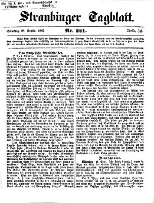 Straubinger Tagblatt Samstag 23. September 1865