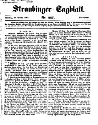 Straubinger Tagblatt Samstag 30. September 1865