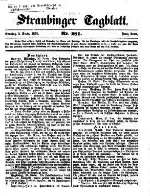 Straubinger Tagblatt Sonntag 3. Dezember 1865