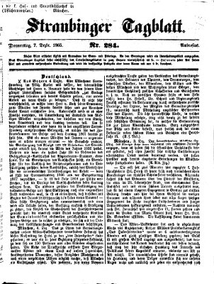 Straubinger Tagblatt Donnerstag 7. Dezember 1865