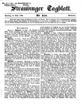 Straubinger Tagblatt Samstag 15. September 1866