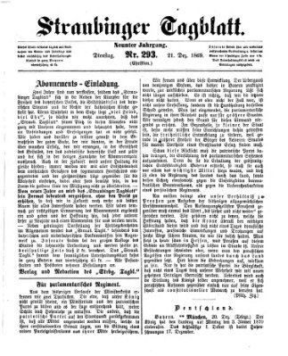 Straubinger Tagblatt Dienstag 21. Dezember 1869