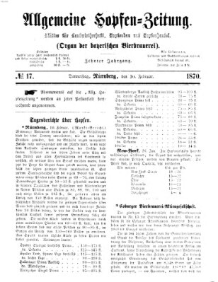 Allgemeine Hopfen-Zeitung Donnerstag 10. Februar 1870