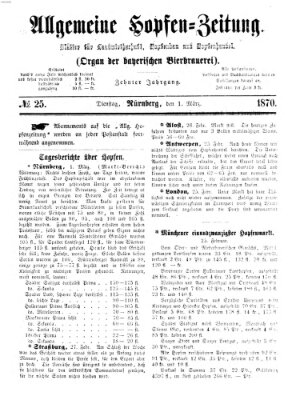 Allgemeine Hopfen-Zeitung Dienstag 1. März 1870