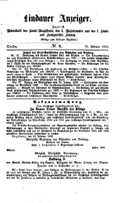 Lindauer Anzeiger (Lindauer Tagblatt für Stadt und Land) Dienstag 25. Februar 1868