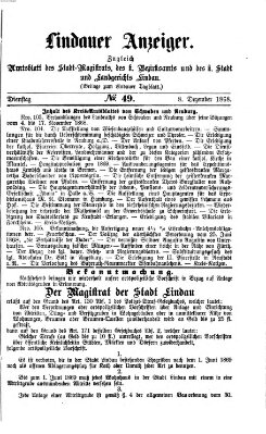 Lindauer Anzeiger (Lindauer Tagblatt für Stadt und Land) Dienstag 8. Dezember 1868