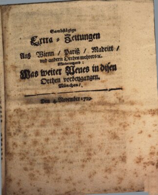 Mercurii Relation, oder wochentliche Ordinari Zeitungen von underschidlichen Orthen (Süddeutsche Presse) Samstag 4. November 1719