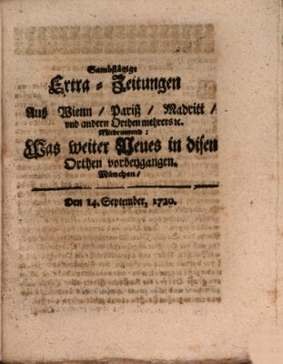 Mercurii Relation, oder wochentliche Ordinari Zeitungen von underschidlichen Orthen (Süddeutsche Presse) Samstag 14. September 1720