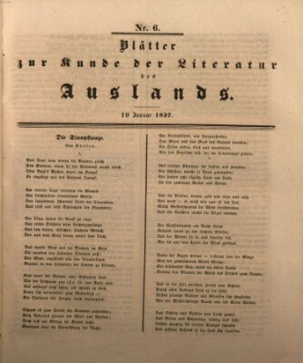Blätter zur Kunde der Literatur des Auslands (Das Ausland) Donnerstag 19. Januar 1837