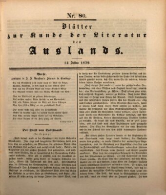 Blätter zur Kunde der Literatur des Auslands (Das Ausland) Samstag 13. Juli 1839