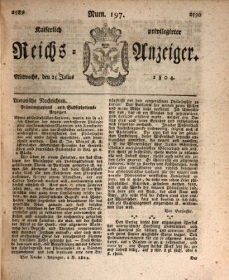 Kaiserlich privilegirter Reichs-Anzeiger (Allgemeiner Anzeiger der Deutschen) Mittwoch 25. Juli 1804