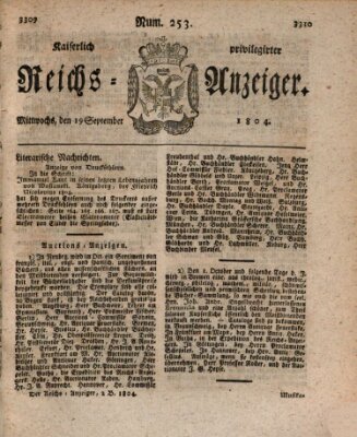 Kaiserlich privilegirter Reichs-Anzeiger (Allgemeiner Anzeiger der Deutschen) Mittwoch 19. September 1804