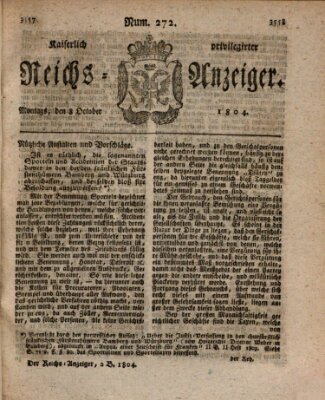 Kaiserlich privilegirter Reichs-Anzeiger (Allgemeiner Anzeiger der Deutschen) Montag 8. Oktober 1804