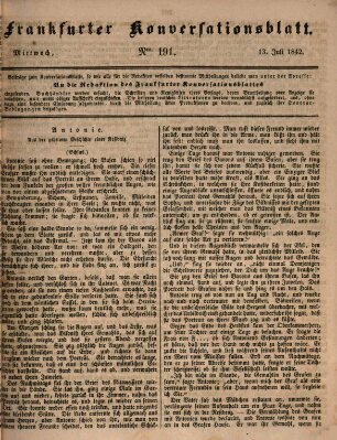 Frankfurter Konversationsblatt (Frankfurter Ober-Post-Amts-Zeitung) Mittwoch 13. Juli 1842