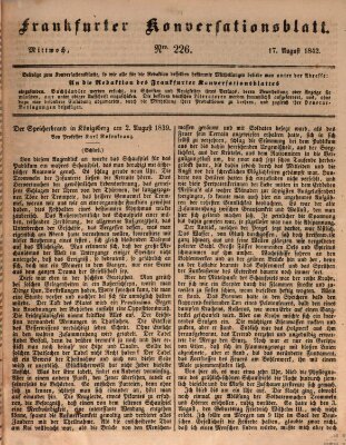 Frankfurter Konversationsblatt (Frankfurter Ober-Post-Amts-Zeitung) Mittwoch 17. August 1842