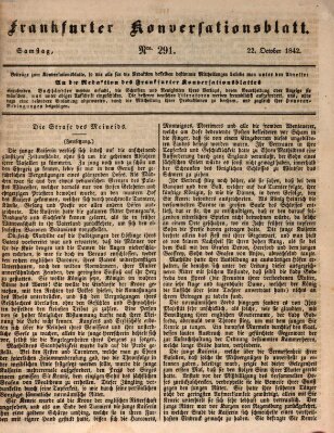Frankfurter Konversationsblatt (Frankfurter Ober-Post-Amts-Zeitung) Samstag 22. Oktober 1842
