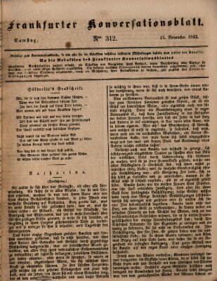 Frankfurter Konversationsblatt (Frankfurter Ober-Post-Amts-Zeitung) Samstag 12. November 1842