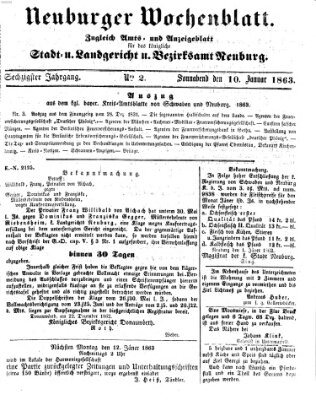 Neuburger Wochenblatt Samstag 10. Januar 1863