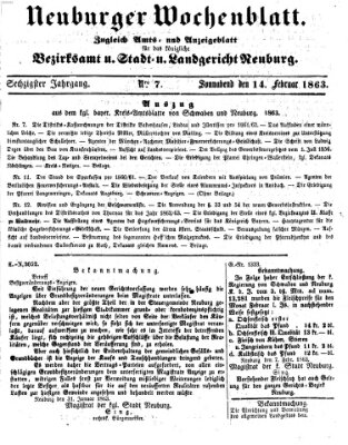 Neuburger Wochenblatt Samstag 14. Februar 1863